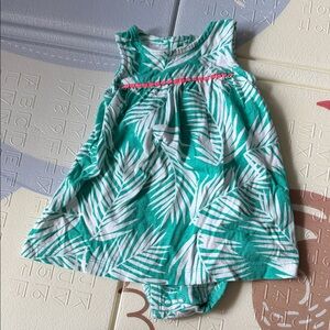 Carter's Green and White Leaf Print Dress